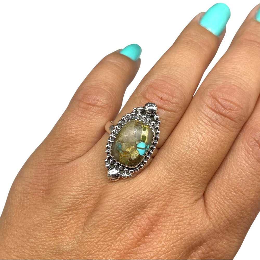 Royston Turquoise Ring Size 8 Solid 925 Sterling … - image 3